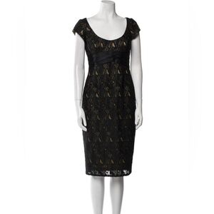 {BADGLEY MISCHKA} Black Lace and Silk Cocktail Dress